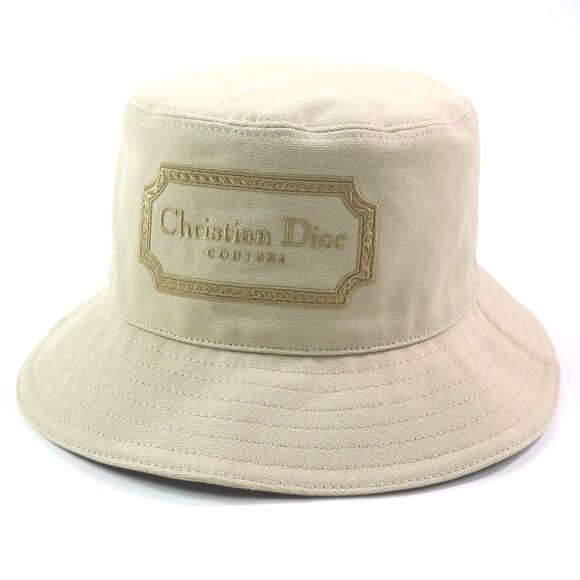 Dior Cotton Logo Embroidered Bucket Hat Beige S - Picture 1 of 6